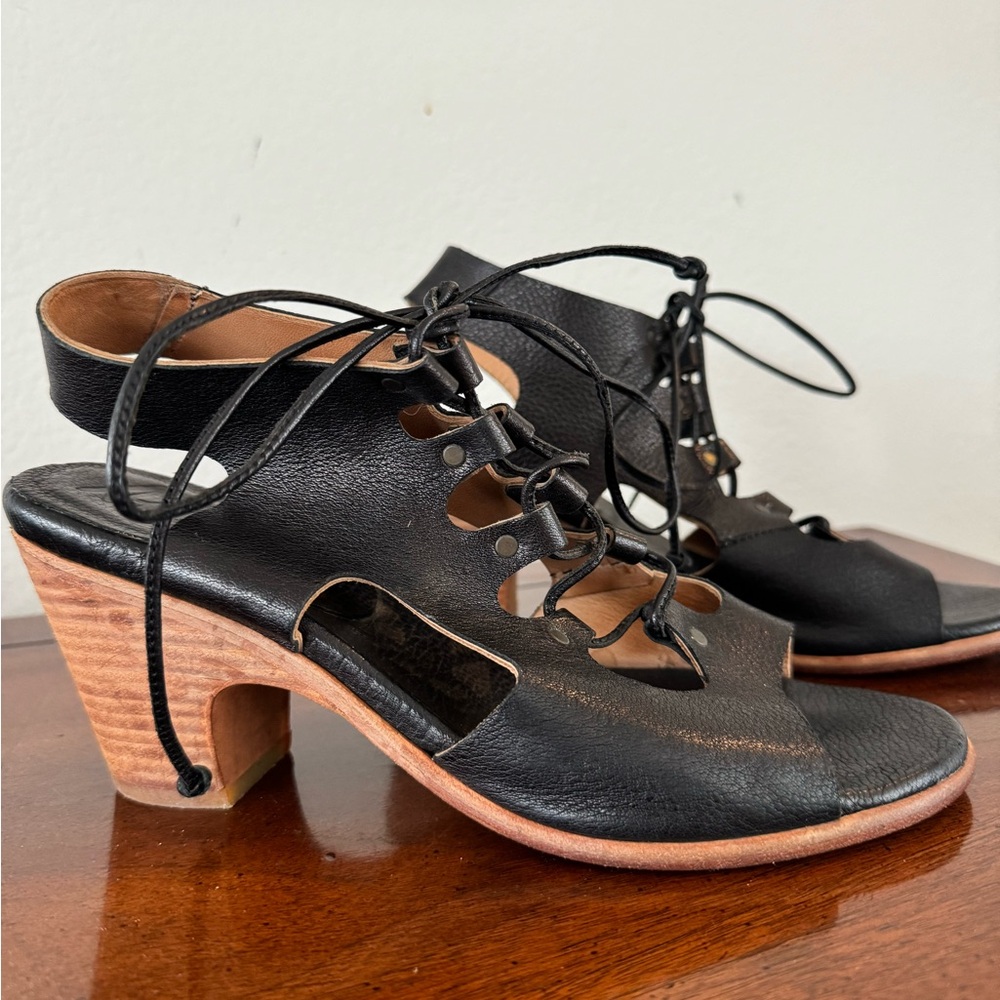 Stylish Black Leather Women's Heels